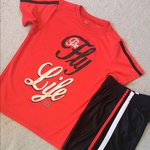 Red & Black Reebok Basketball Athletic Shorts Set